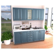 Bucatarie Zebra alba / Fronturi MDF Albastru - Varianta 1